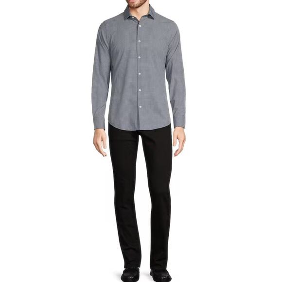 Murano Men’s Slim Fit Performance Men’s Black & White Checkered Shirt. 2XL. NWT - Picture 1 of 13